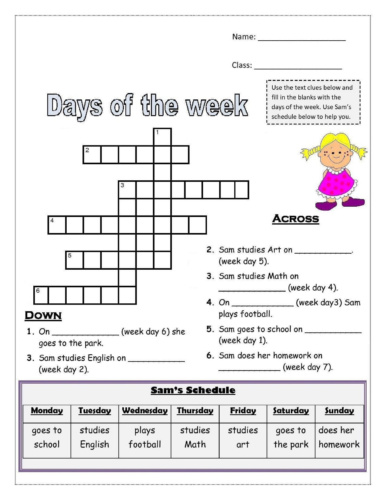 Days Of Week In English Worksheet