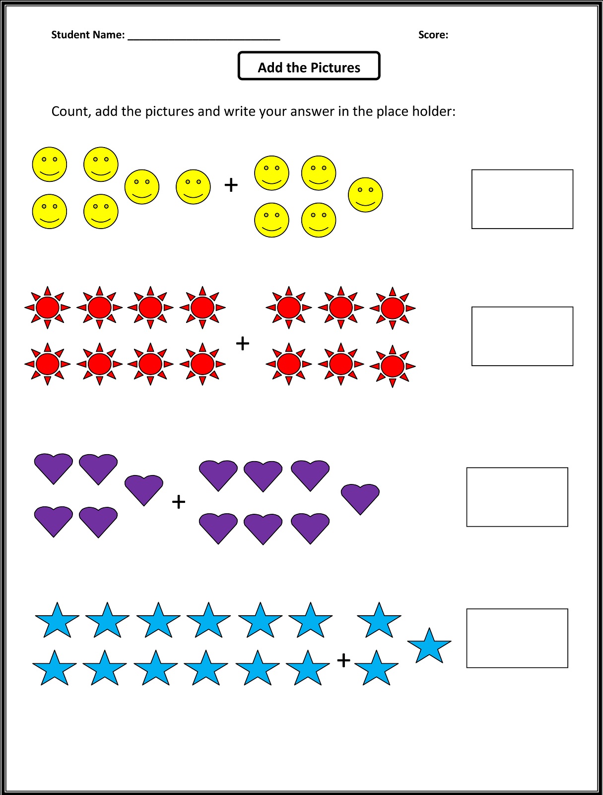 Math Worksheet Free Printable 1st Grade