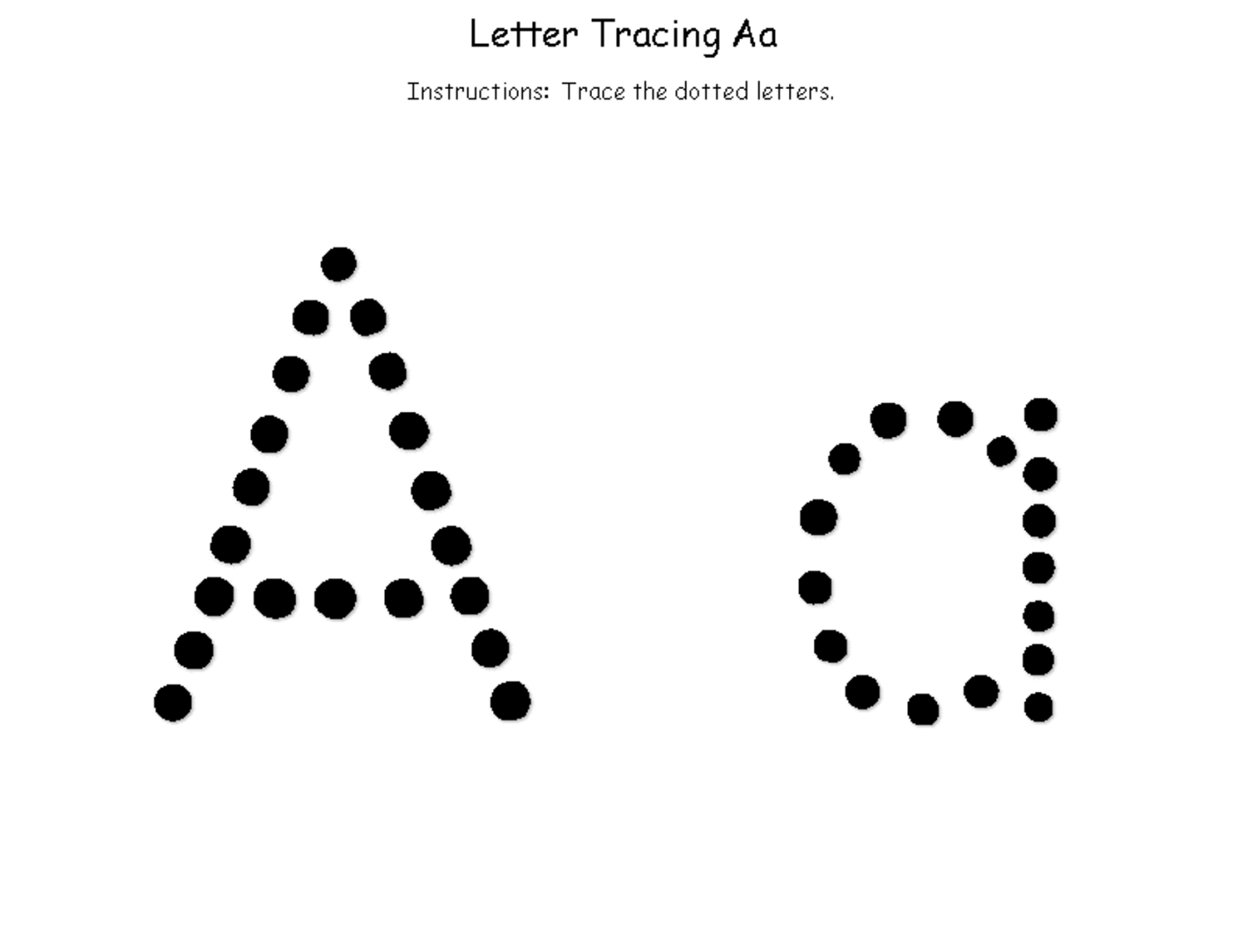 Dot To Dot Letters Tracing Tracing The Letter A Free Printable
