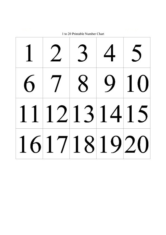 1-20 number chart for kids