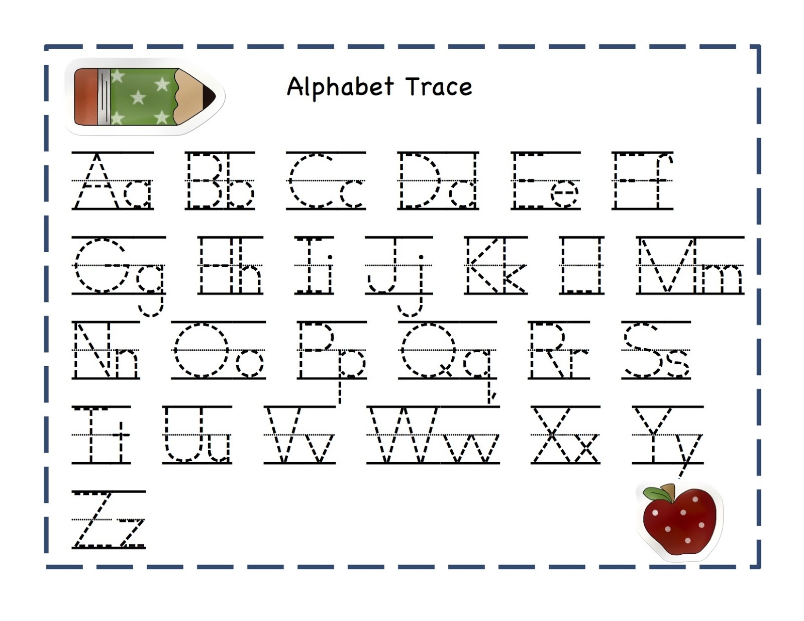 alphabet tracer pages for kids