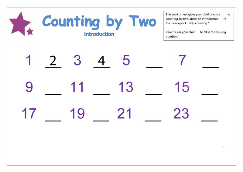 count by 2 worksheet preschool