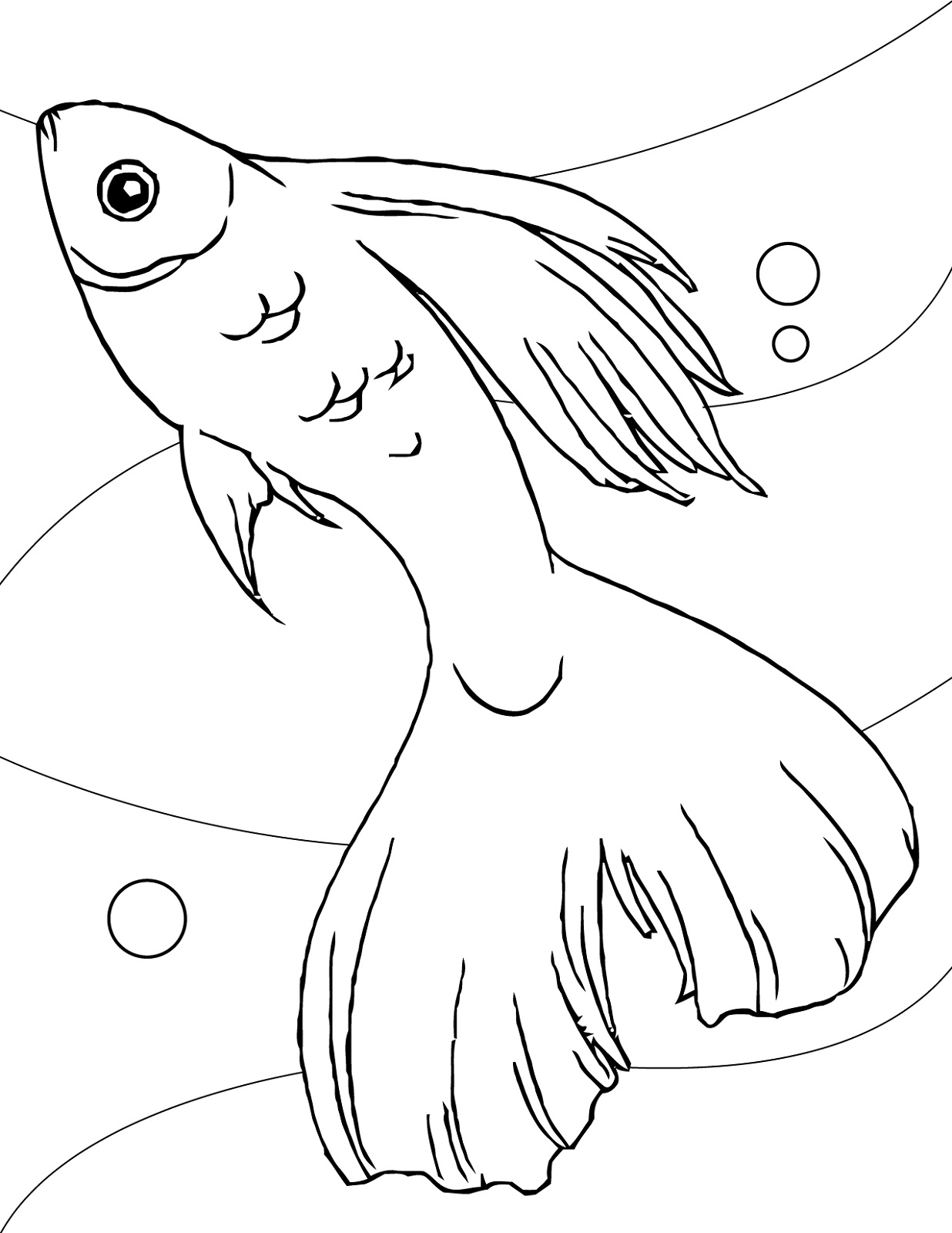 fish coloring page sketching