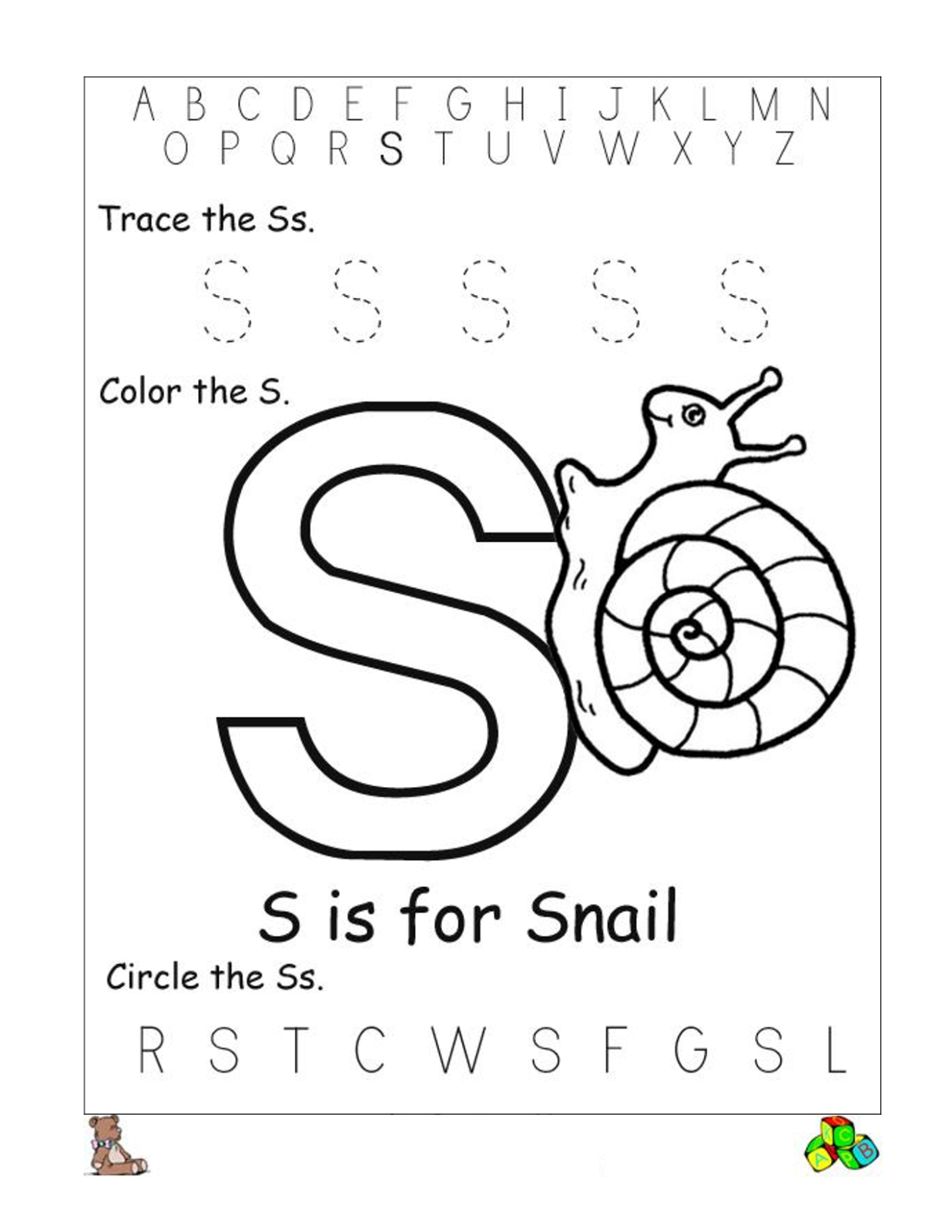 Letter S Worksheets Printable | Activity Shelter