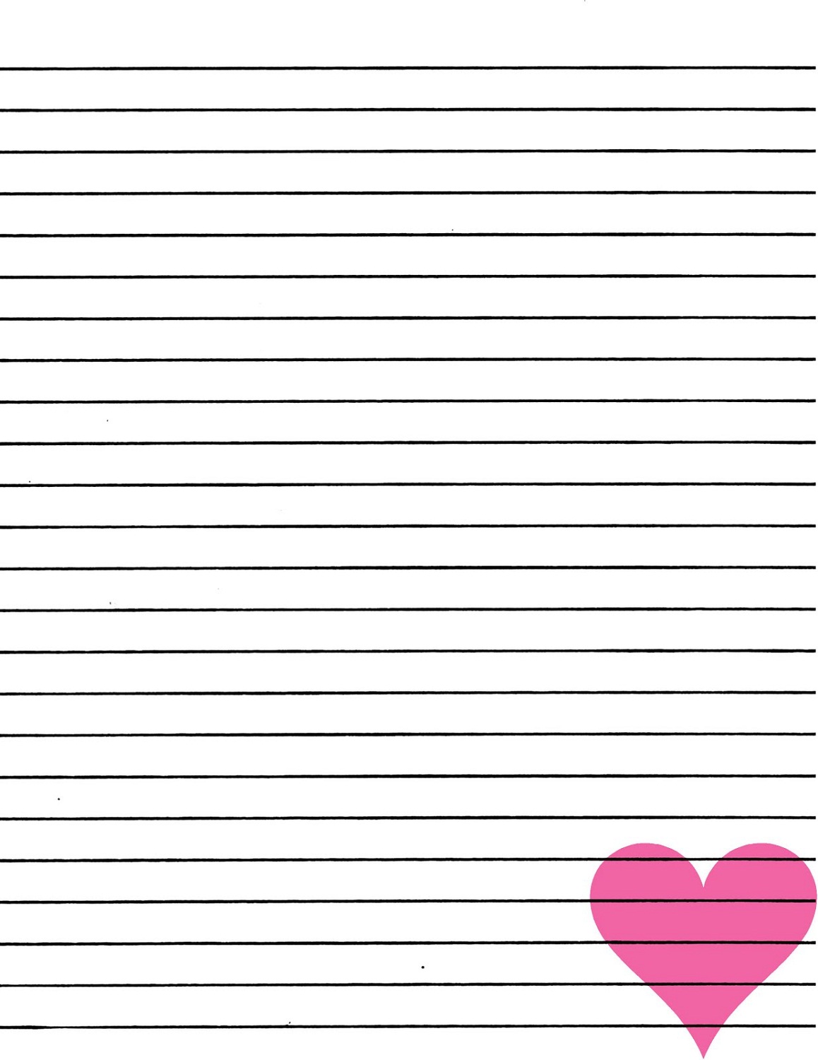 lined paper for writing pink heart