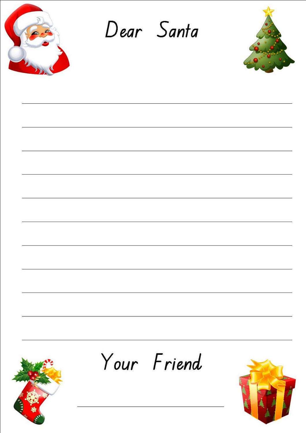 lined paper for writing santa