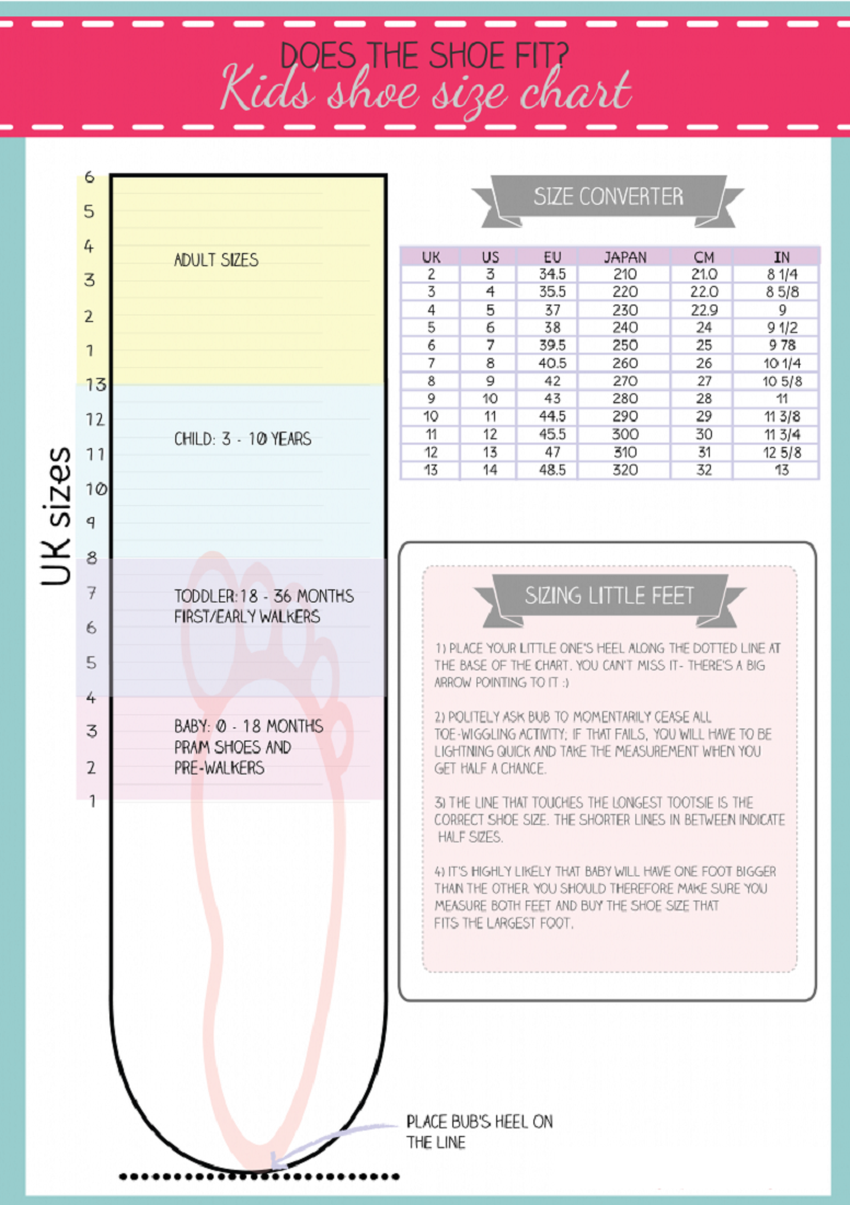 Shoe Size Chart For