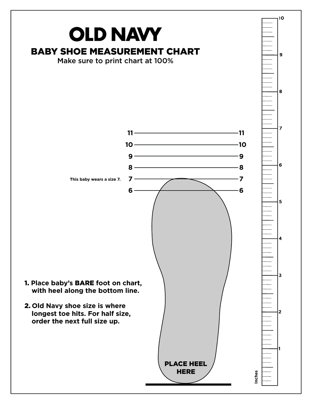 Age Wise Shoe Size Chart