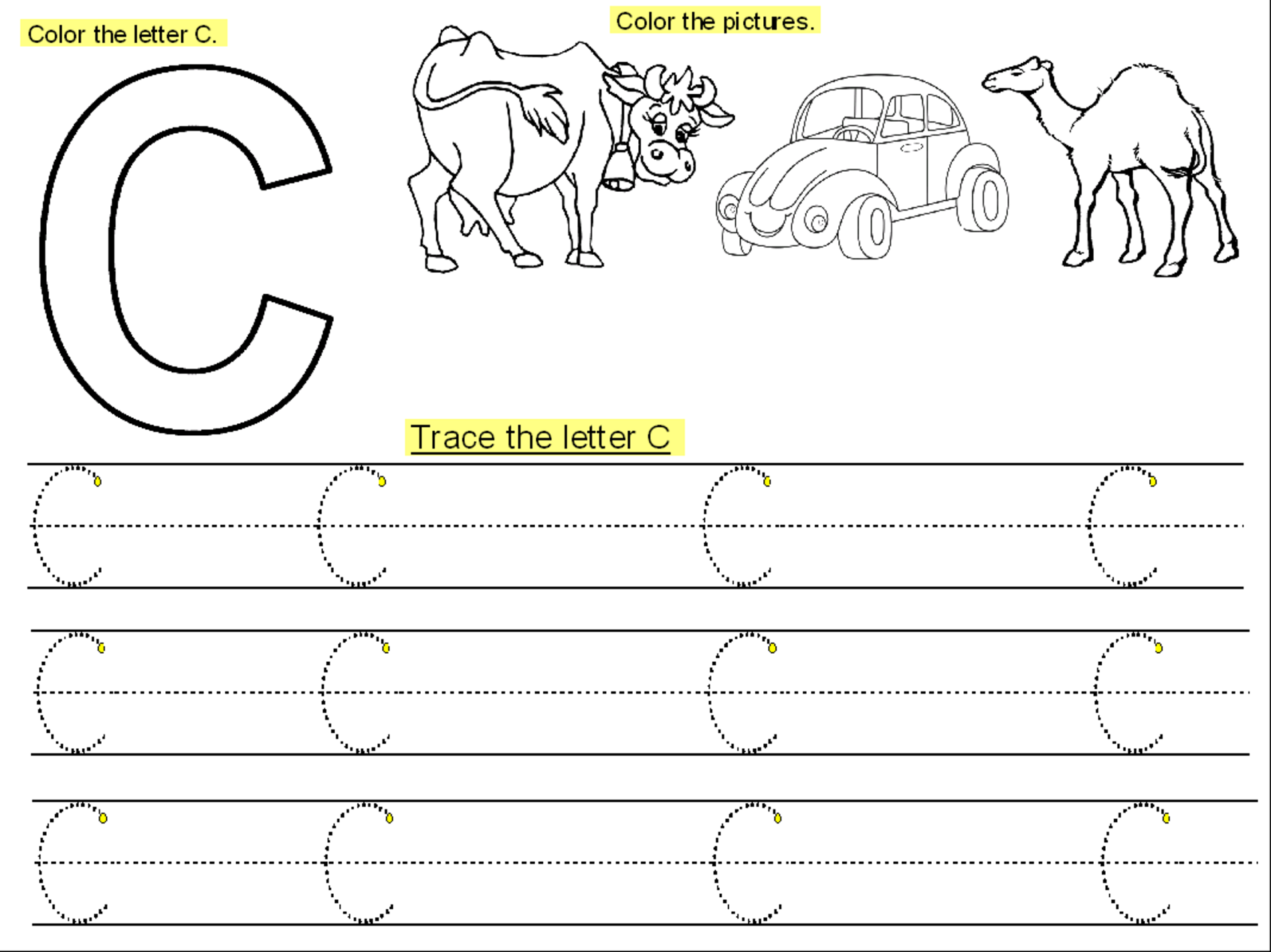 Trace the Letter C Worksheets Activity Shelter