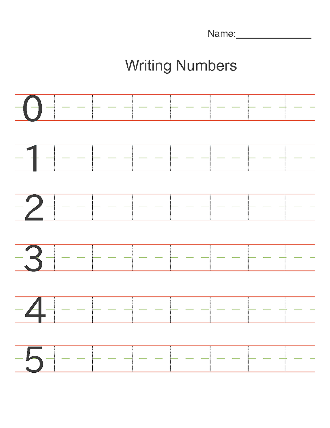 Writing Numbers Preschool Worksheets