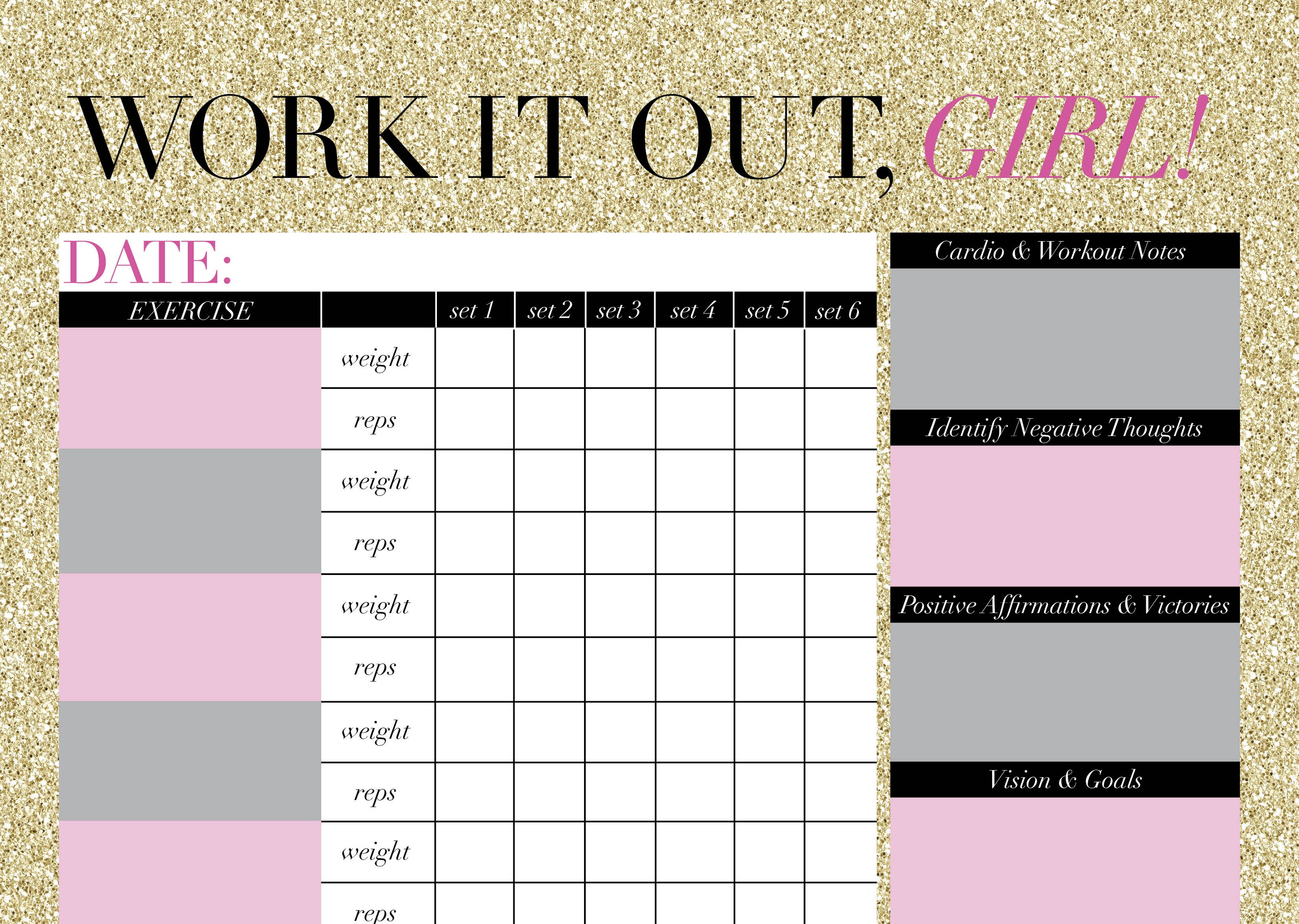 Printable Workout Calendar cute