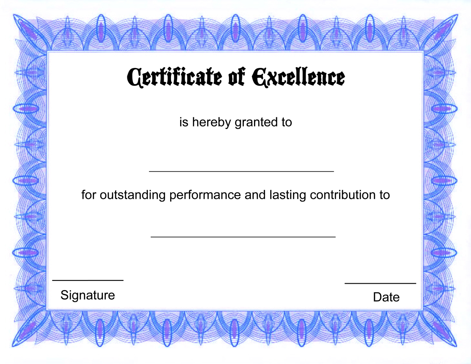 blank certificate templates blue