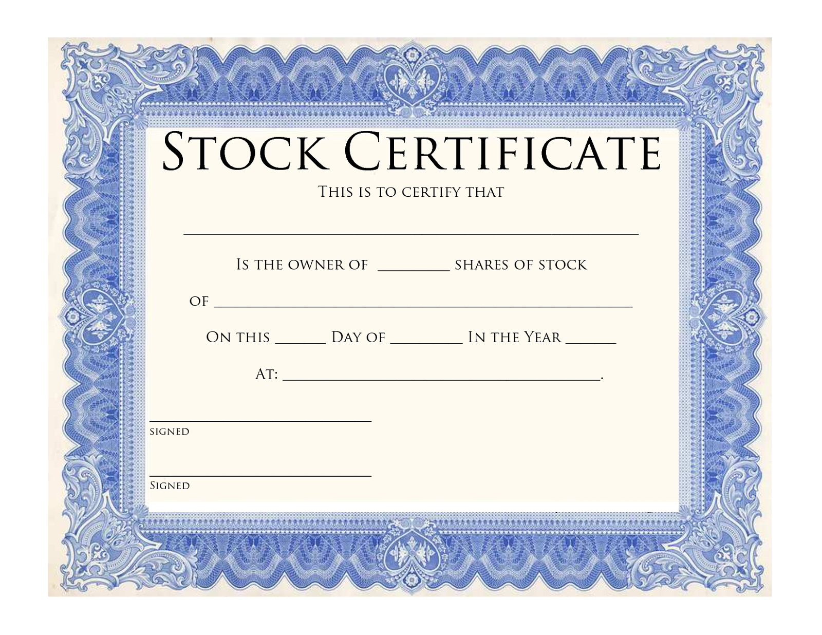 blank certificate templates printable