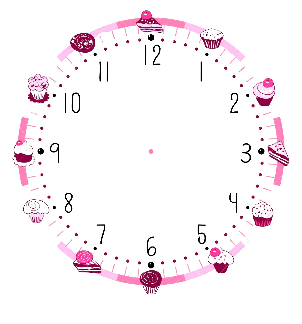 blank clock template pink