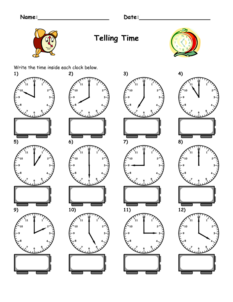 blank clock worksheet for child