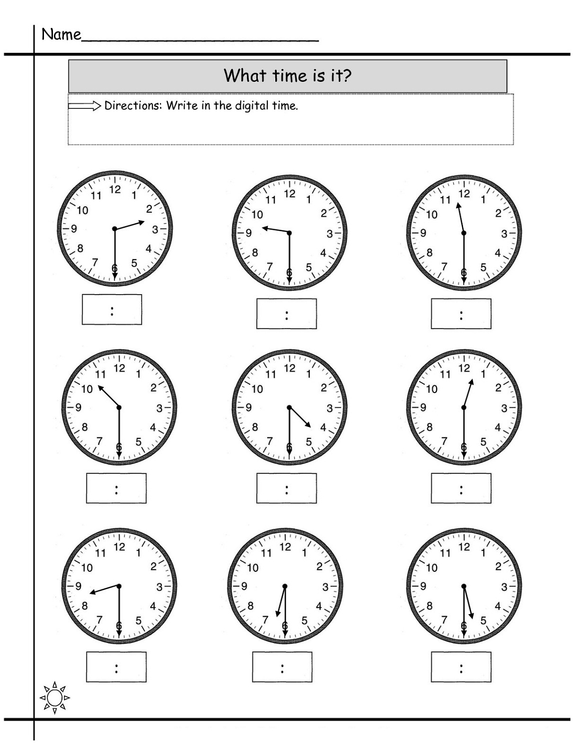 blank clock worksheet practice