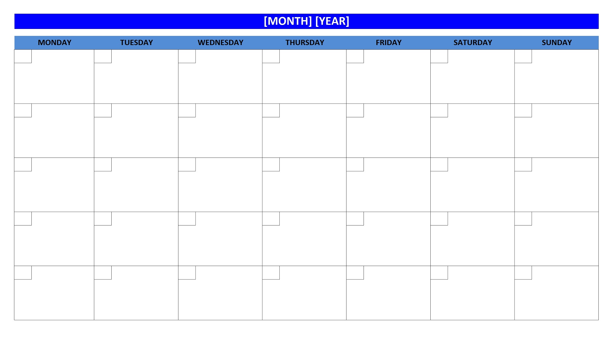 blank weekly calendar new