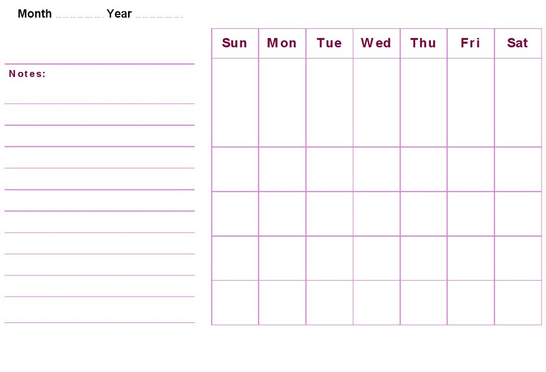 blank weekly calendar printable