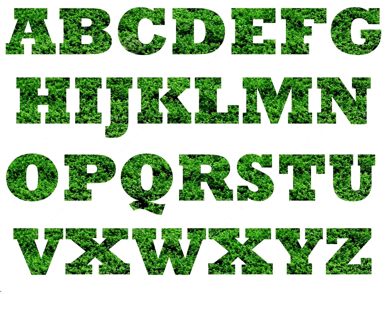 capital alphabet letters green