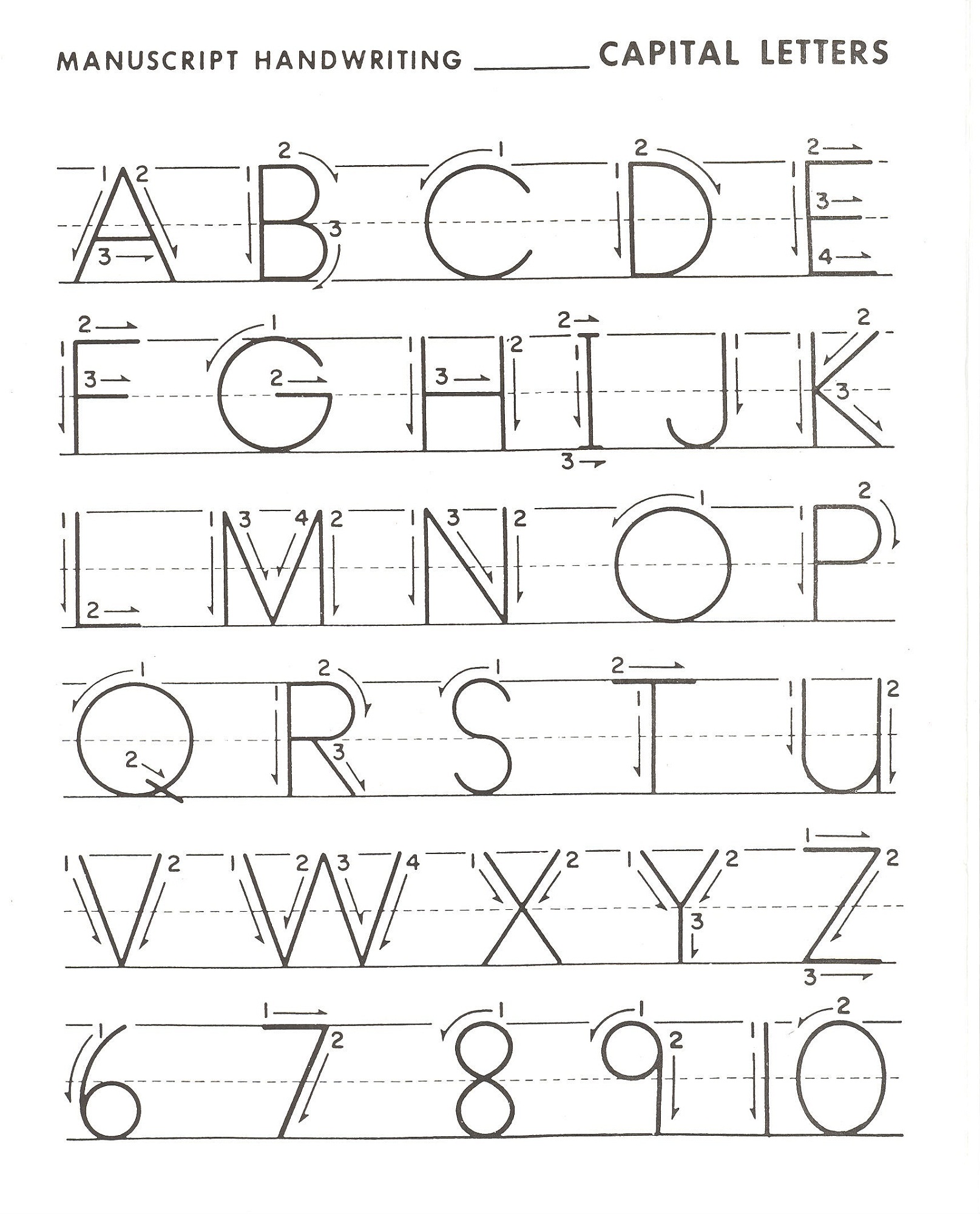 capital alphabet letters writing