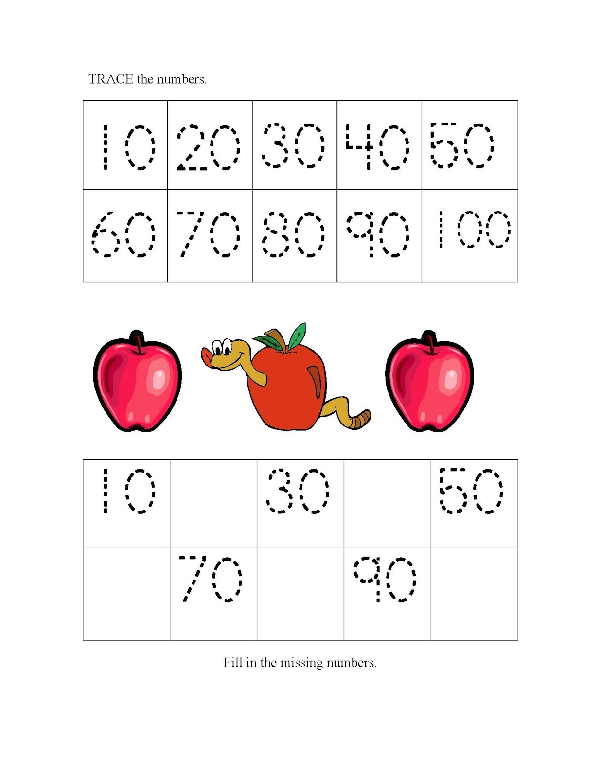 count by 10s worksheet for child