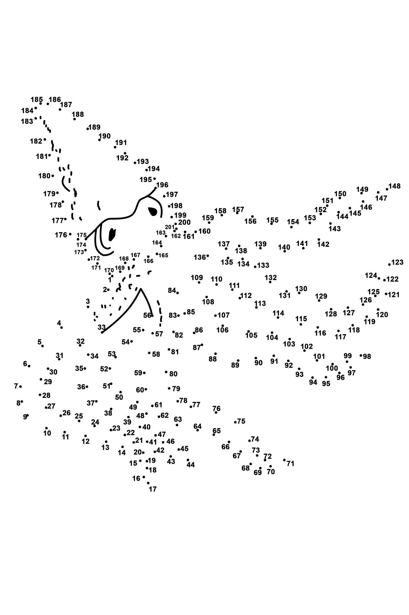 dot to dot printables animal