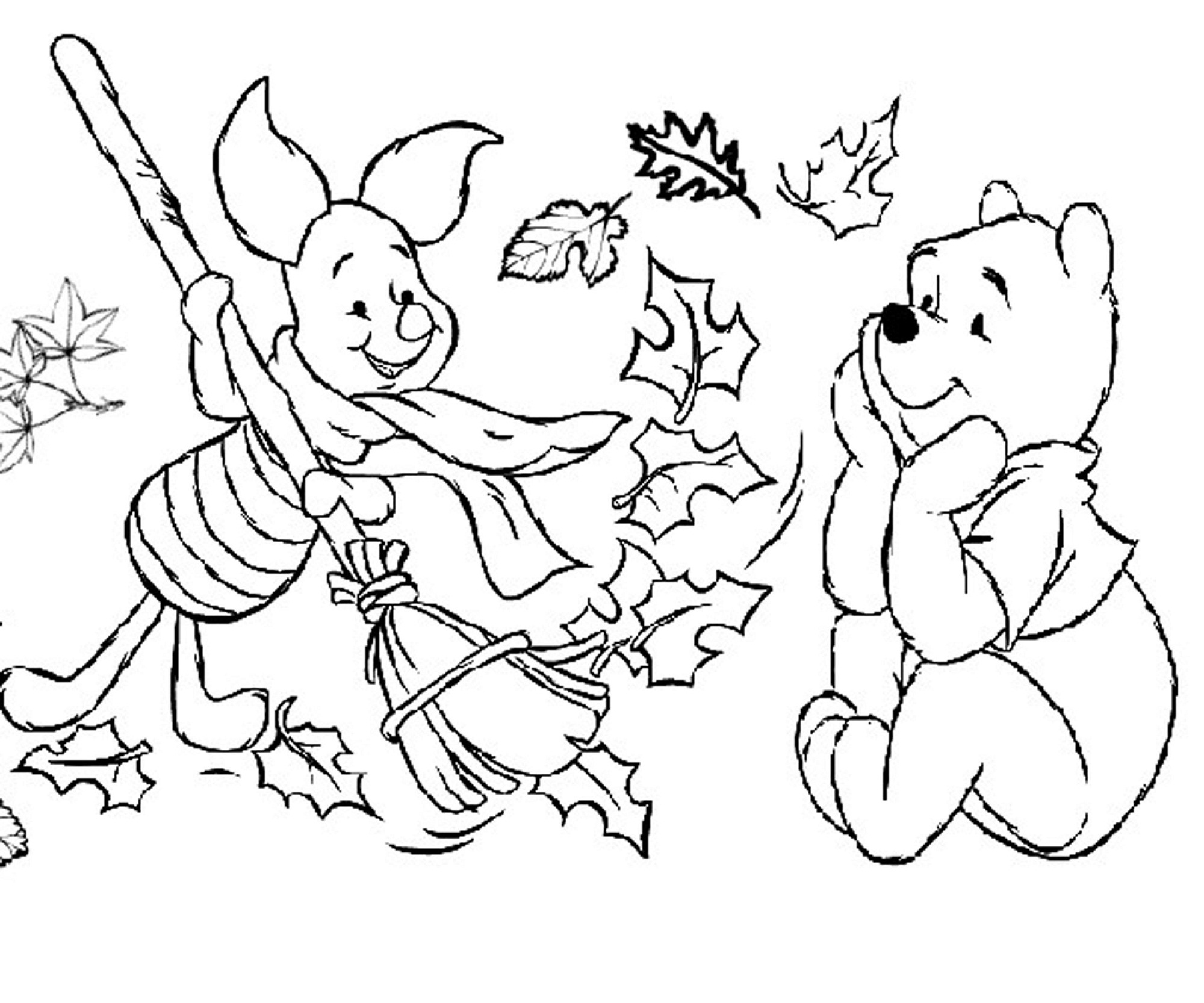 fall coloring for pooh