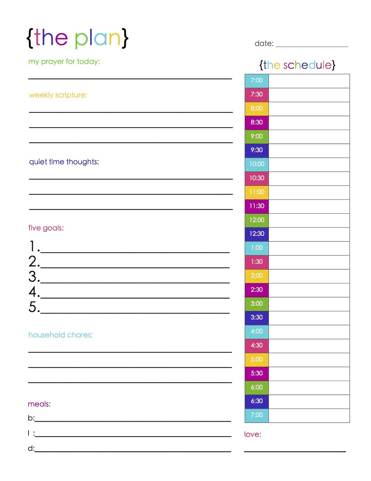 Free Printable Agenda Pages