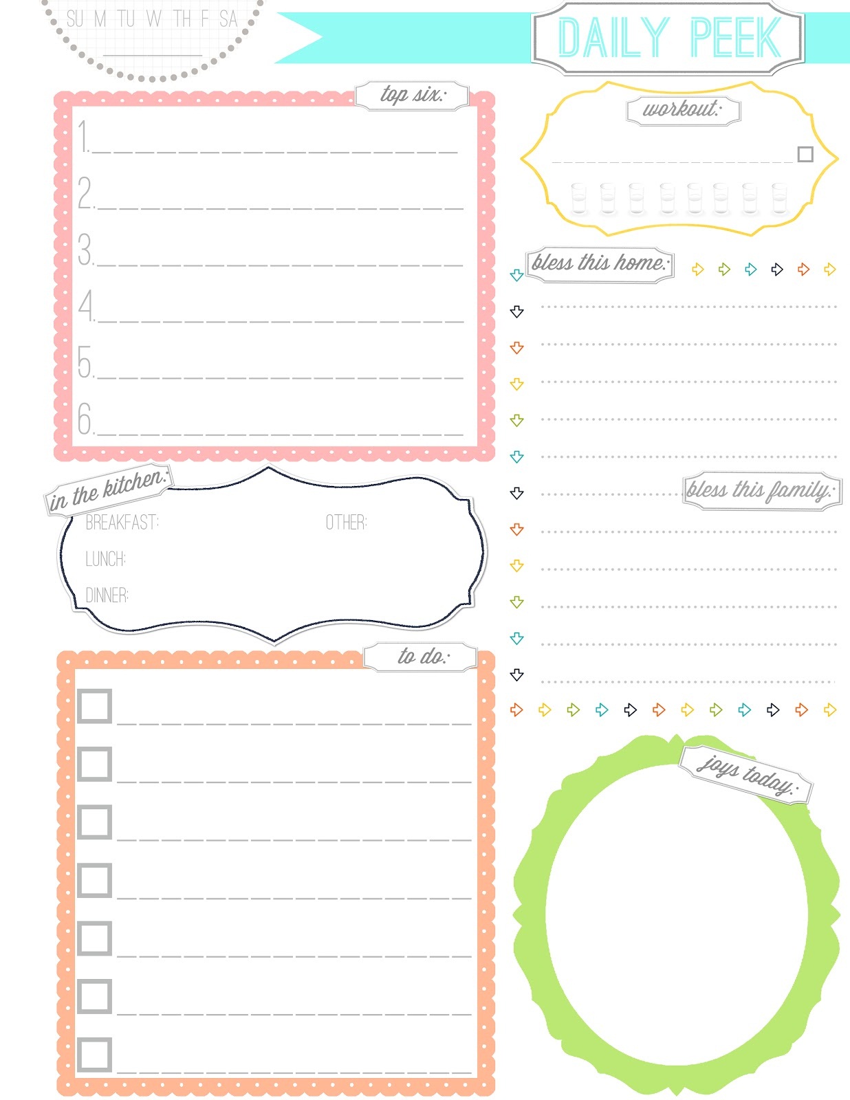 free printable planner pages cute
