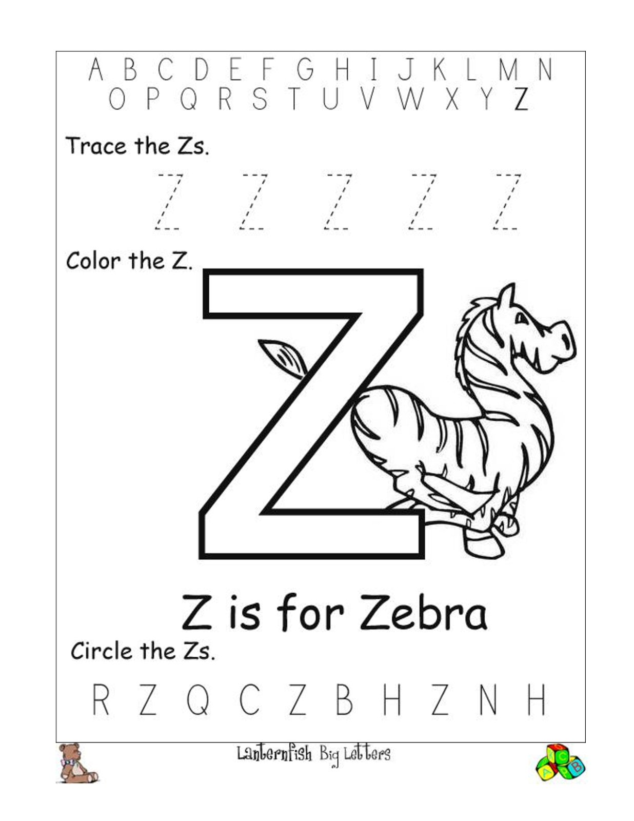 letter z worksheet free