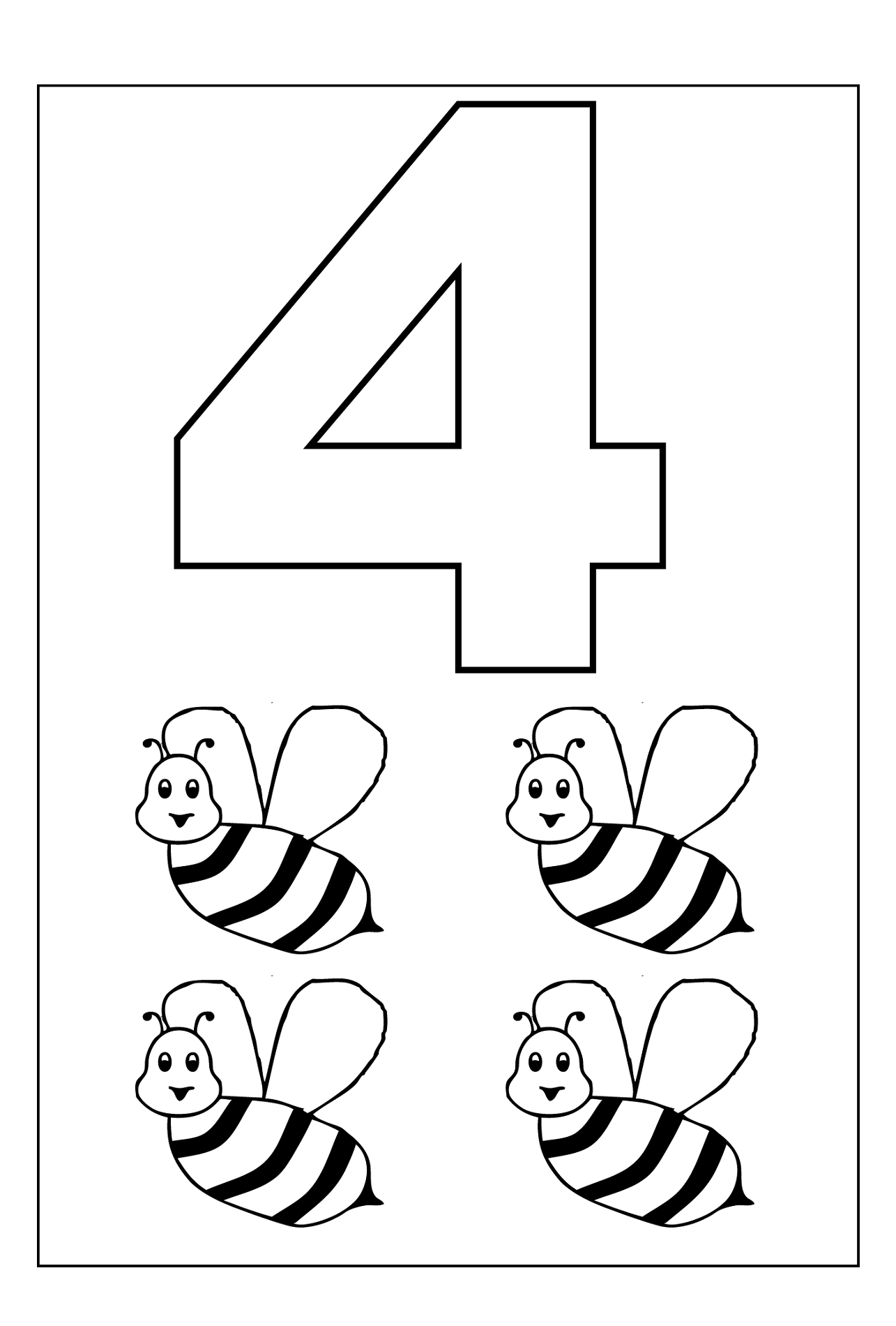 number color pages four