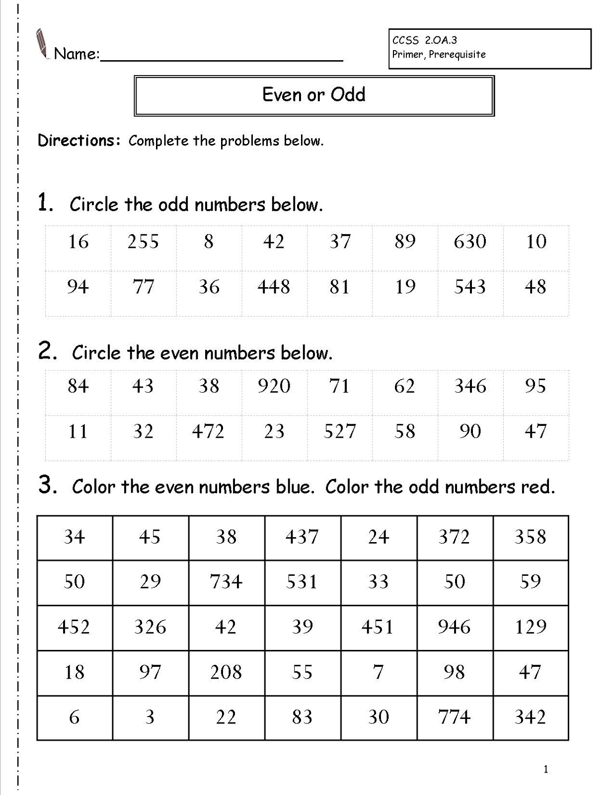 Even And Odd Sum Of The Numbers Worksheet