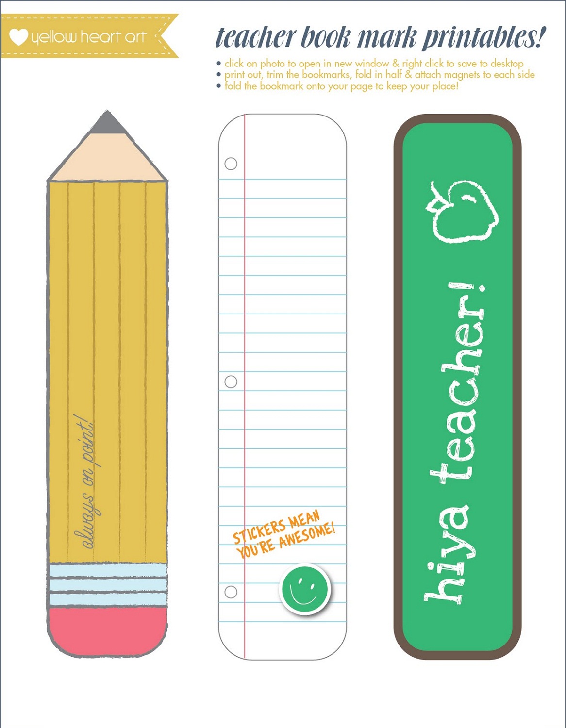 printable bookmarks for teacher