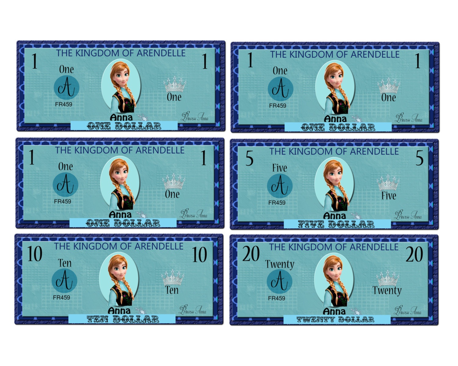 printable play money frozen