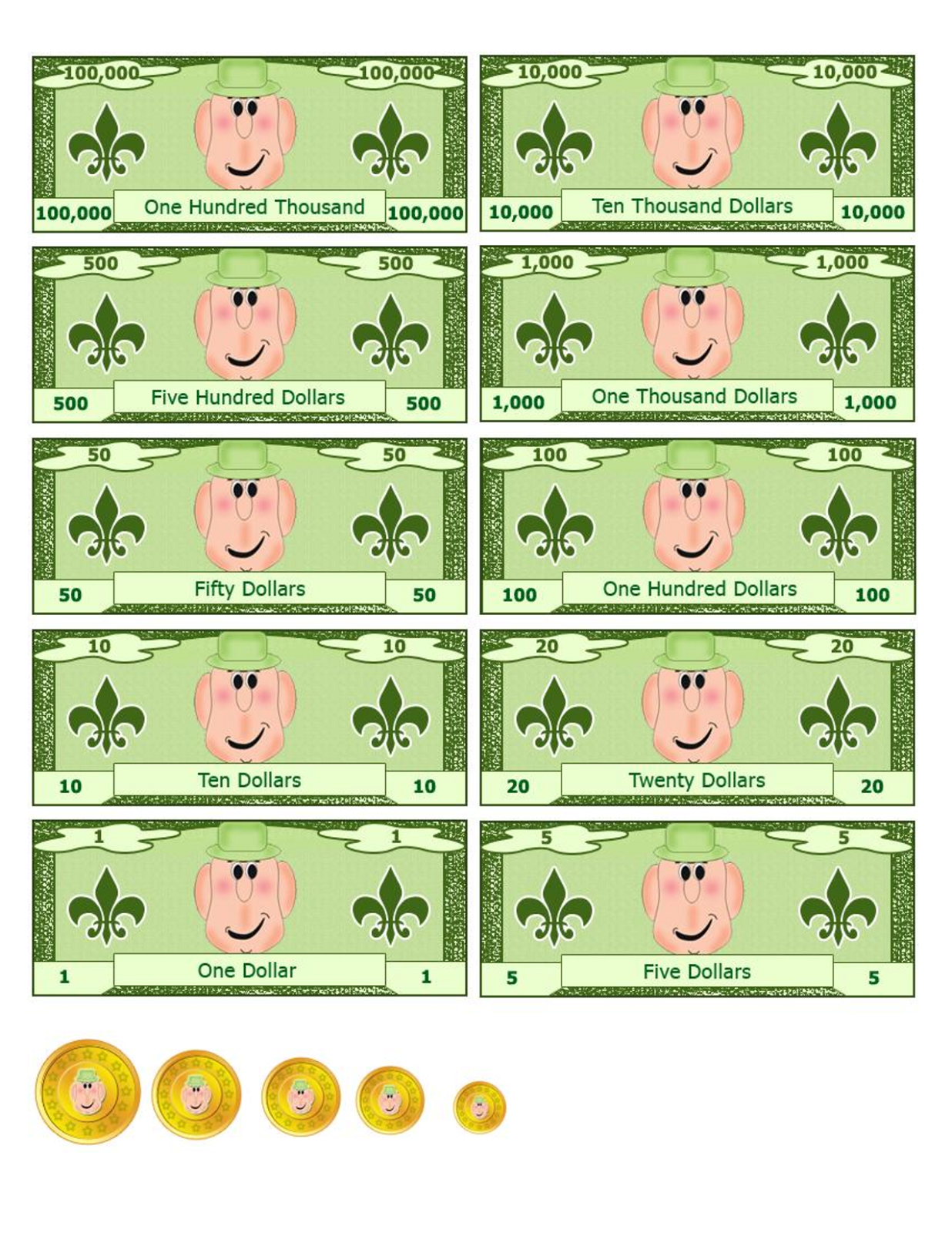 printable play money funny