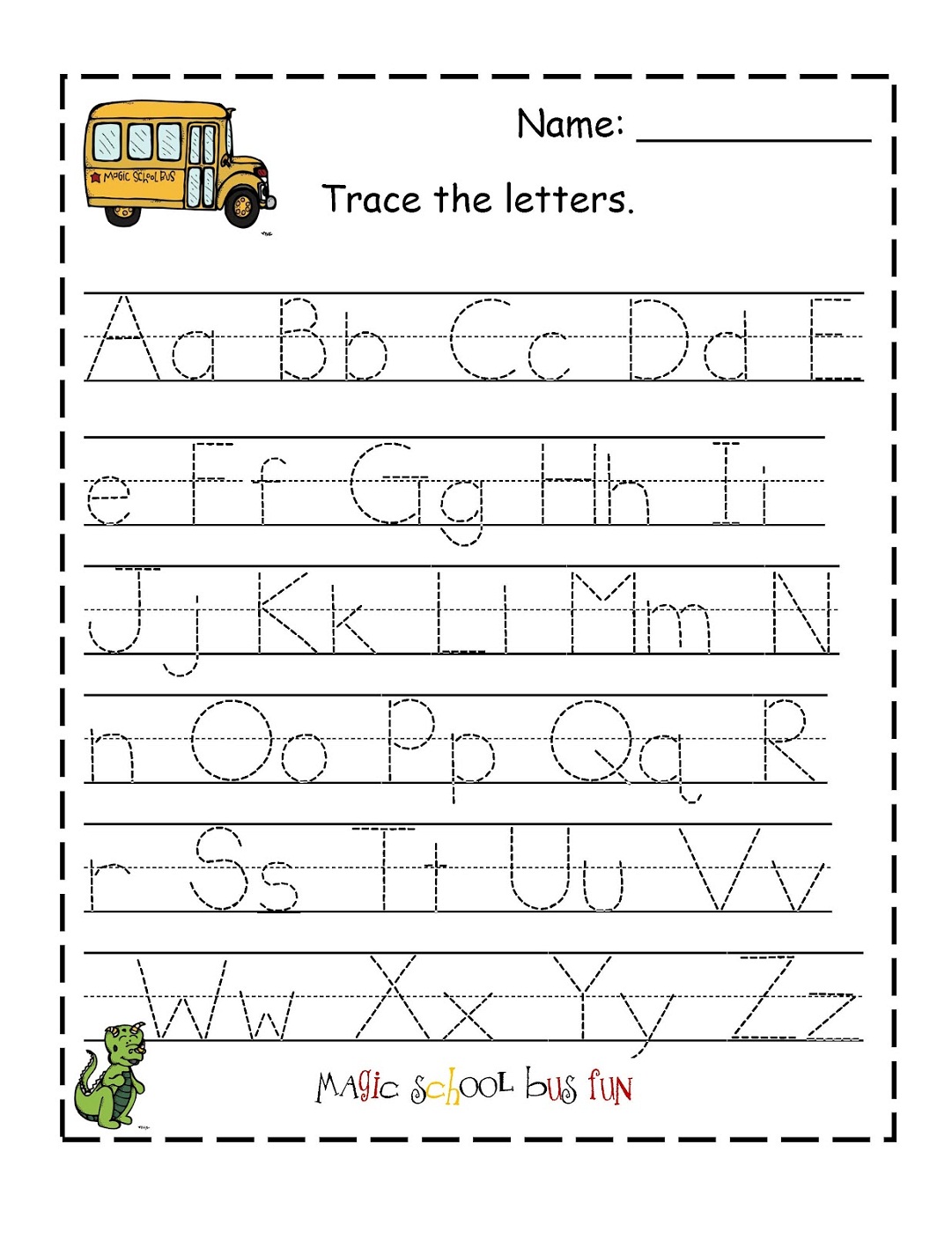 trace alphabet letters school