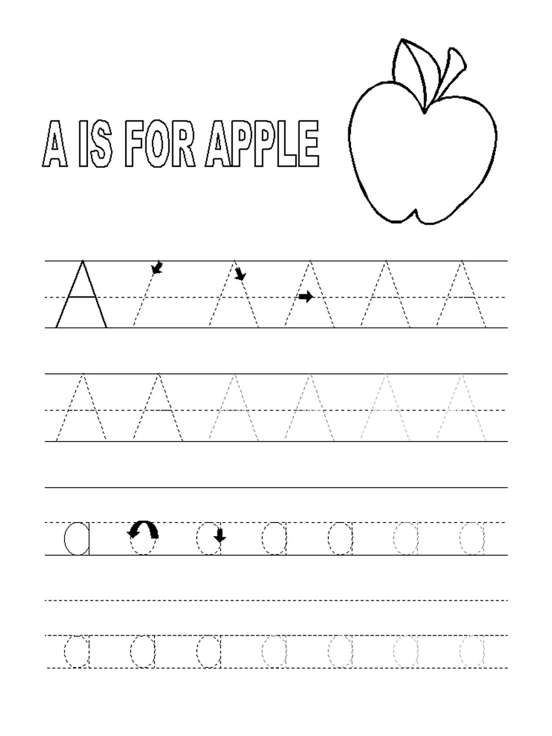 trace letter a child
