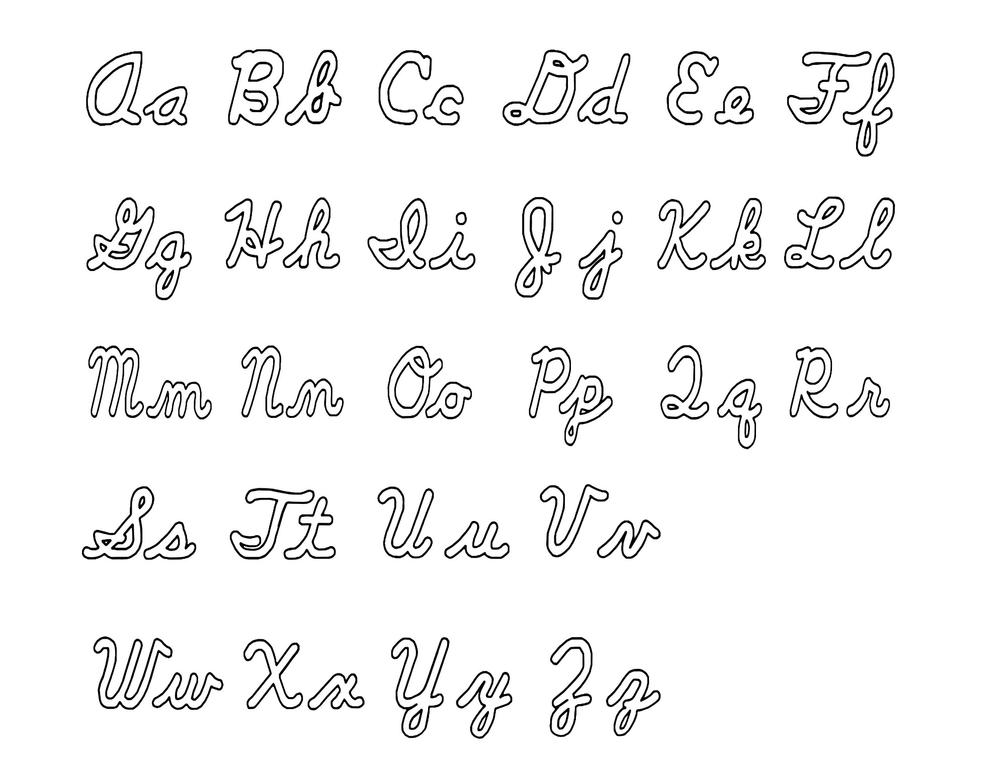 How to write uppercase and lowercase letters in cursive