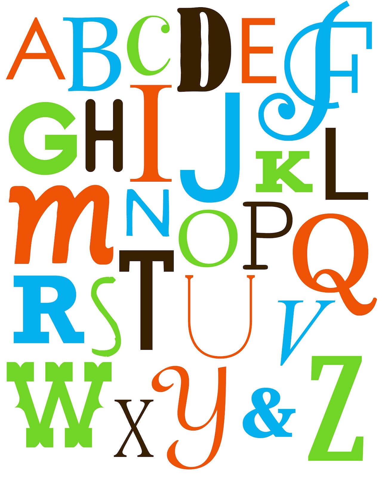 alphabet printables colorful