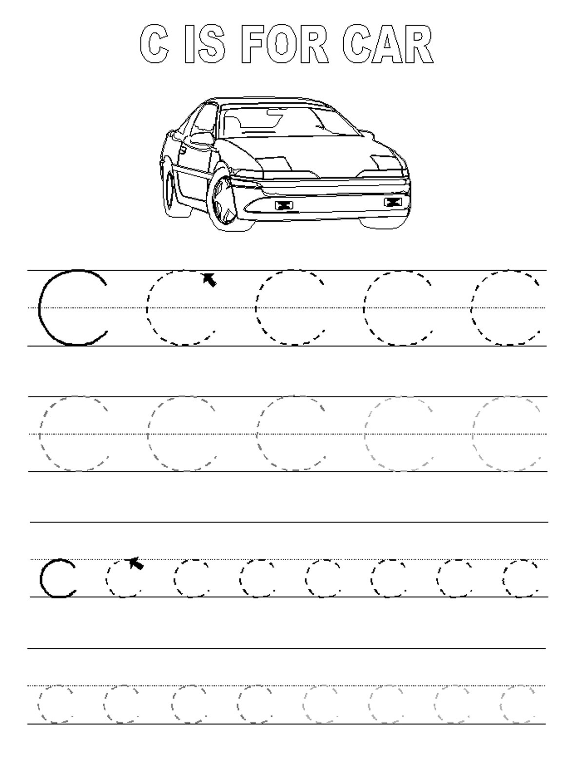 alphabet tracing pages letter C