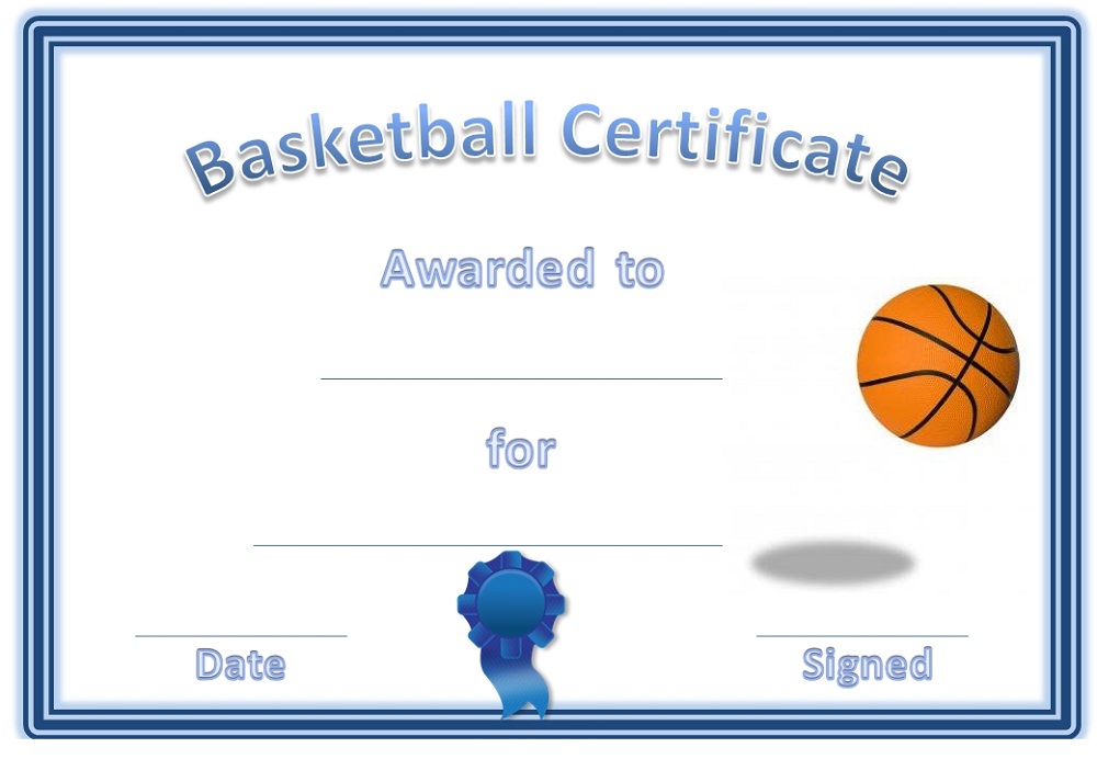 basketball award certificates blue