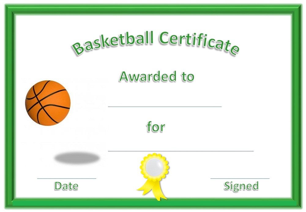 basketball award certificates green