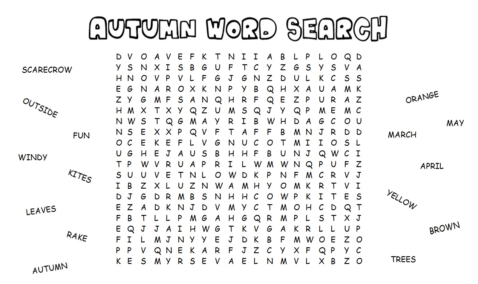 fall word search 2016