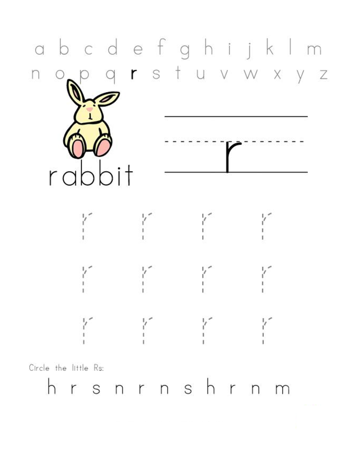 free preschool printables letter R