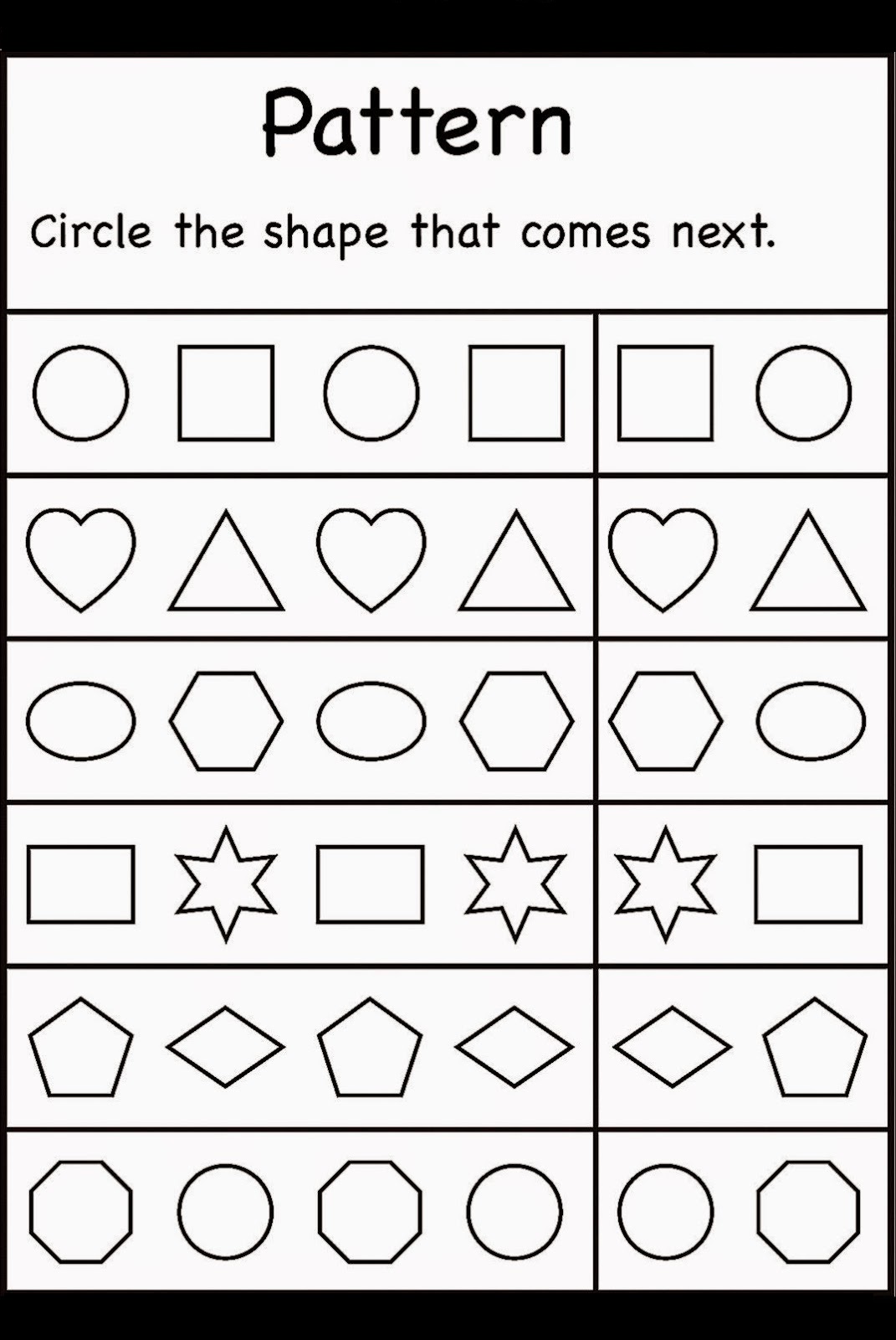 free preschool printables shapes