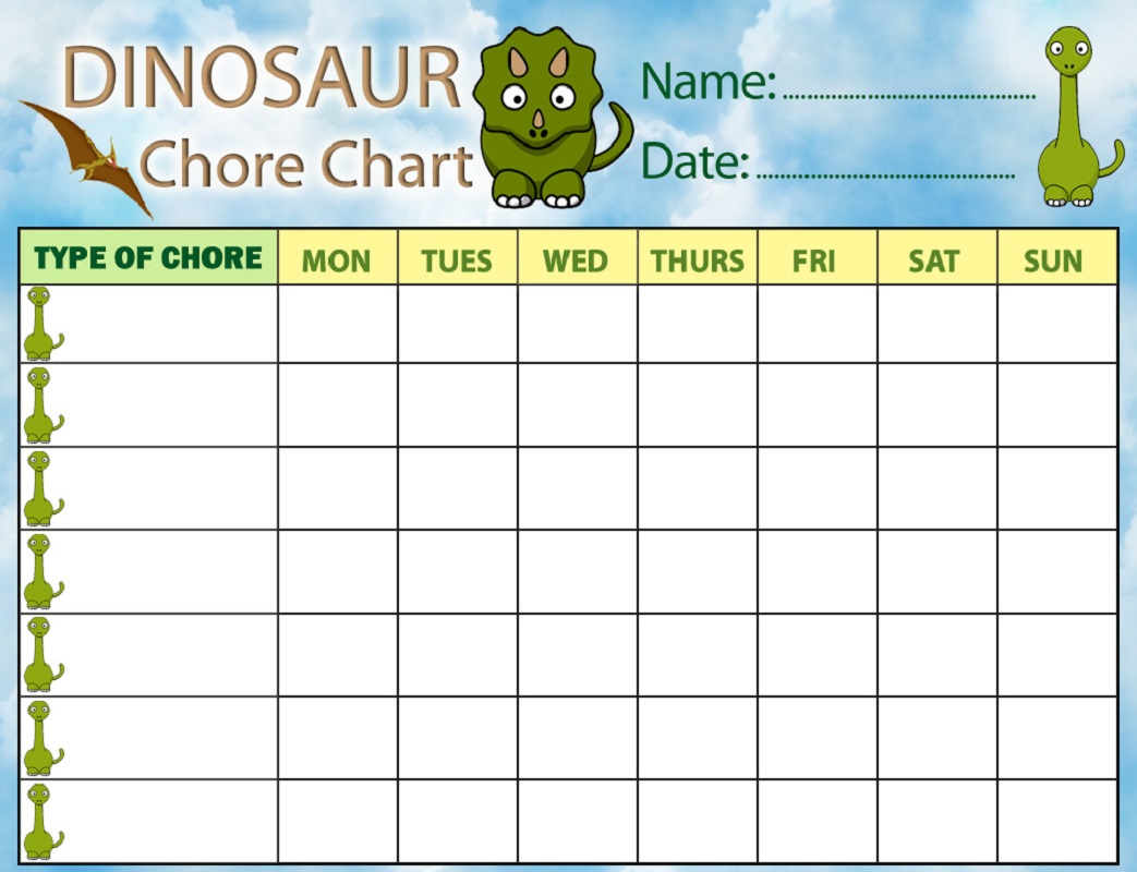 free printable chore charts dinosaurs theme