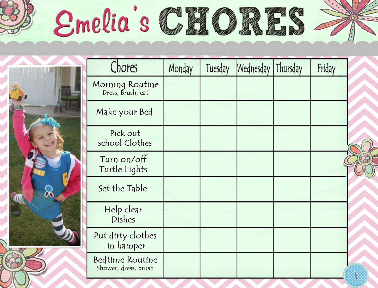 free printable chore charts for kids