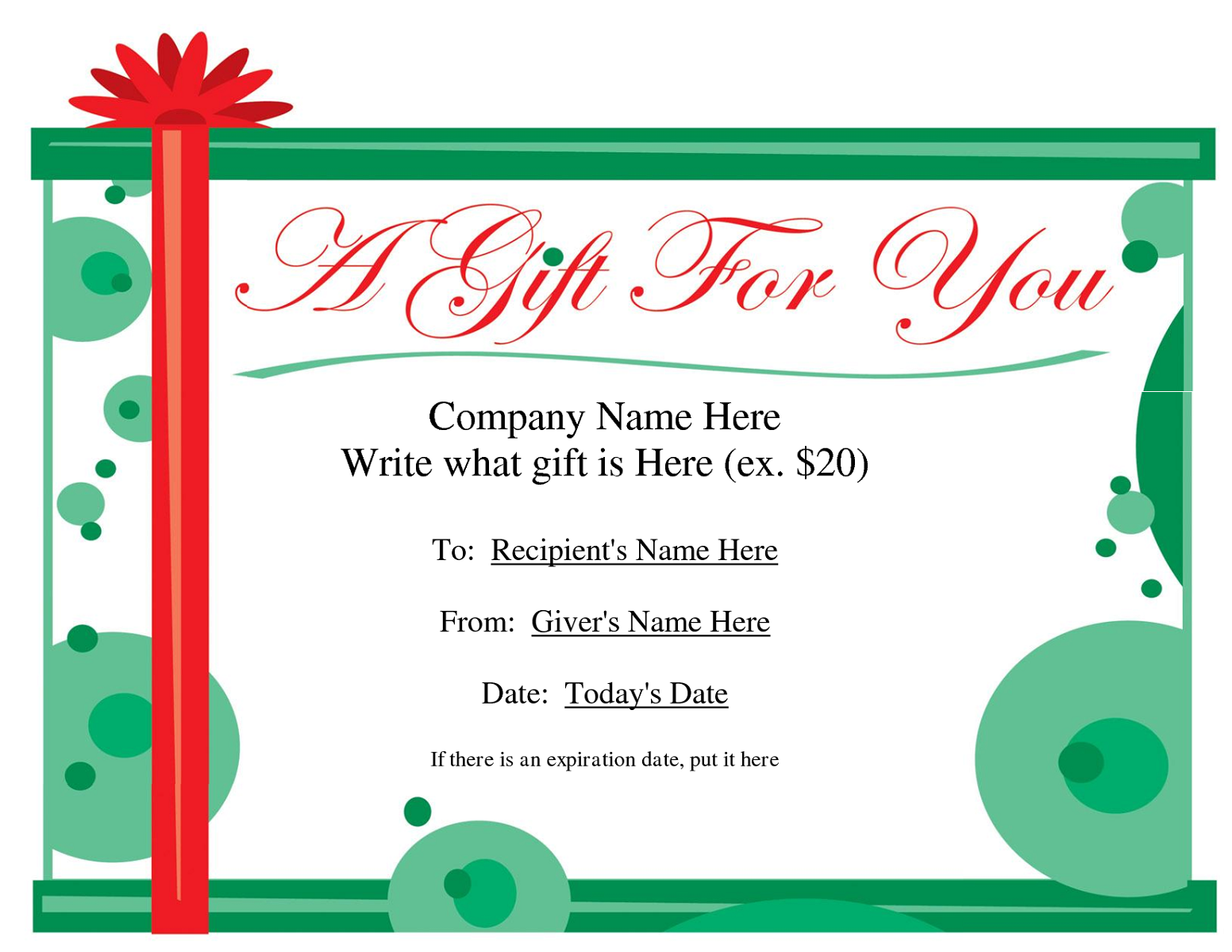 gift certificate template for workers