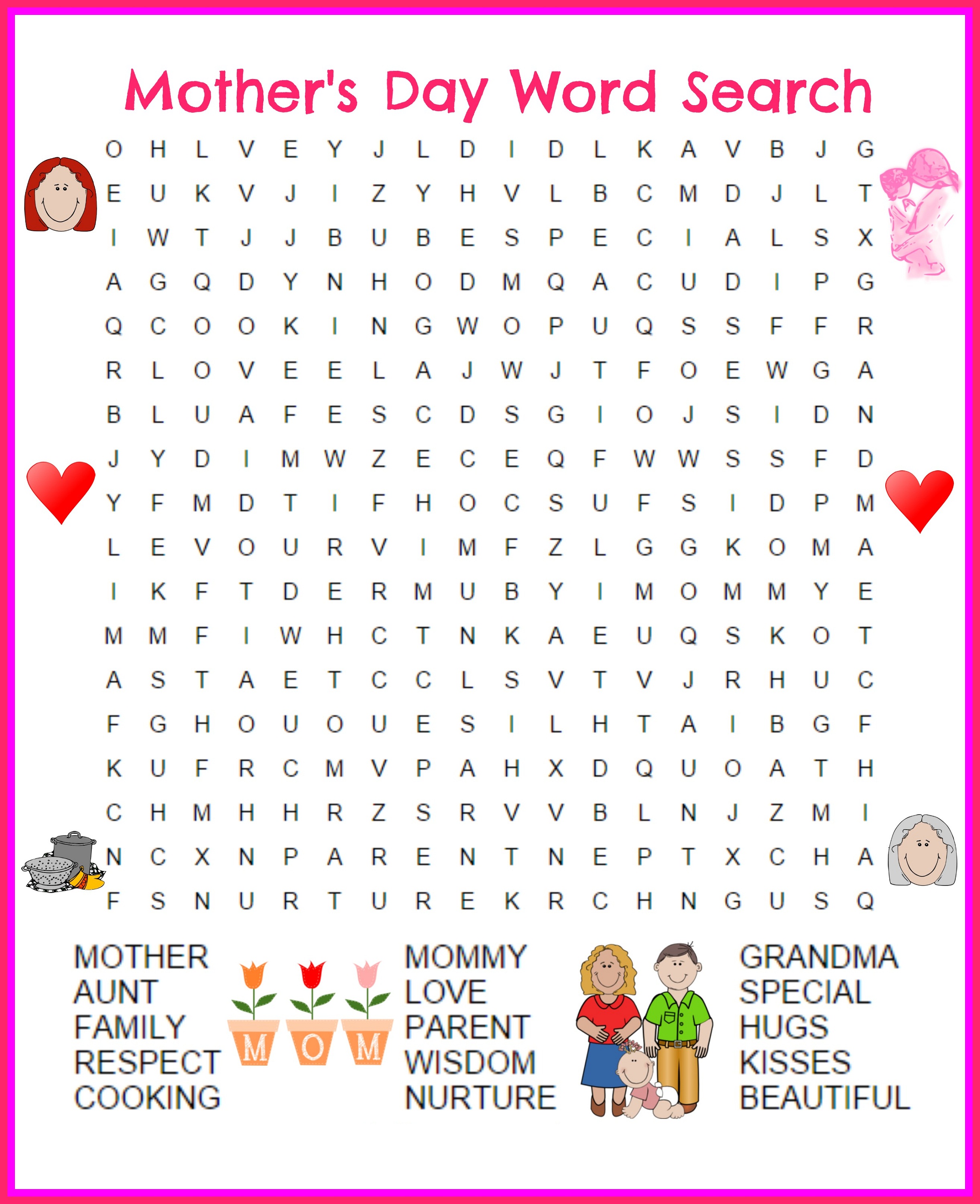 great day word search mother's day