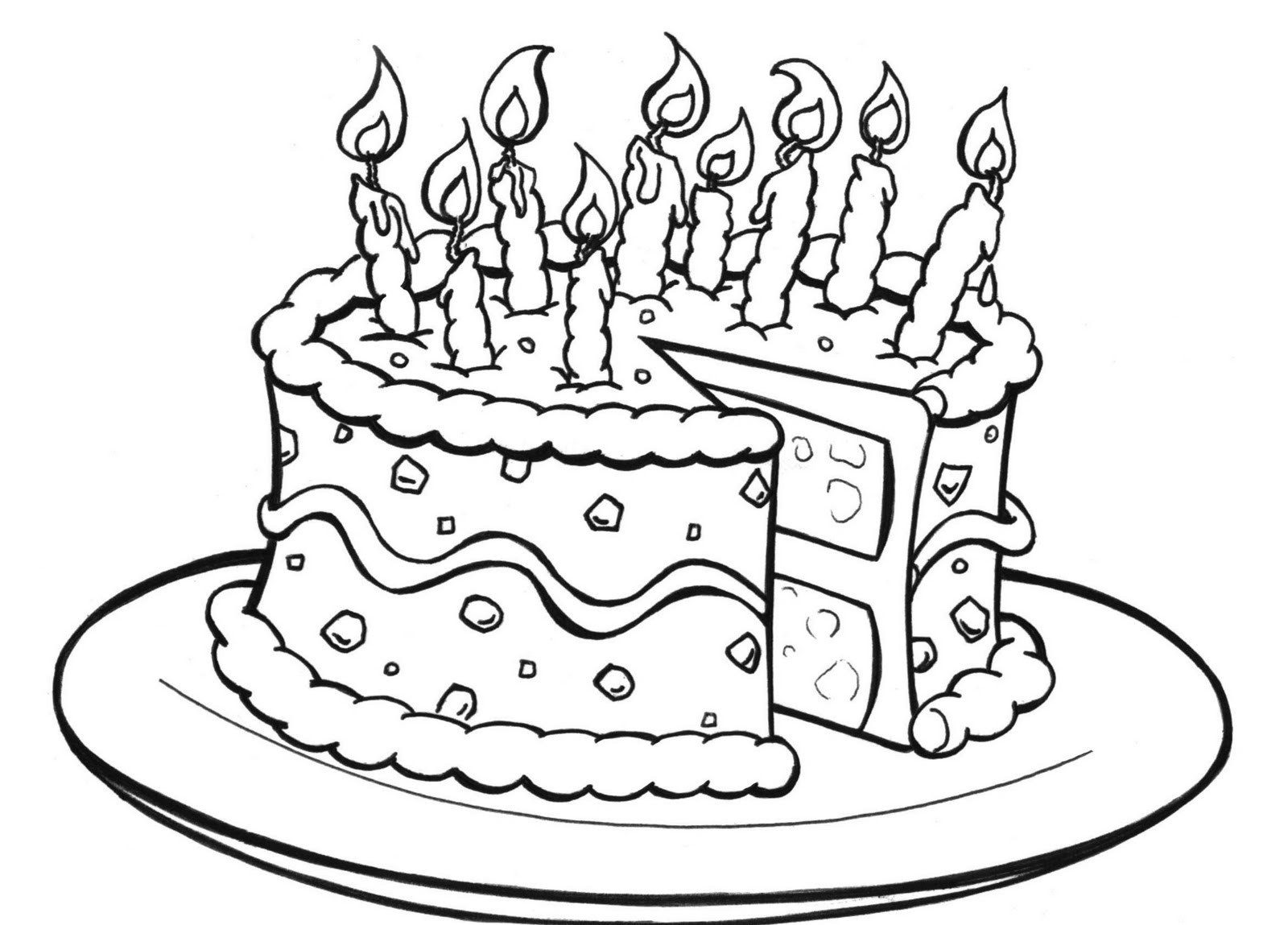 happy birthday color page cake